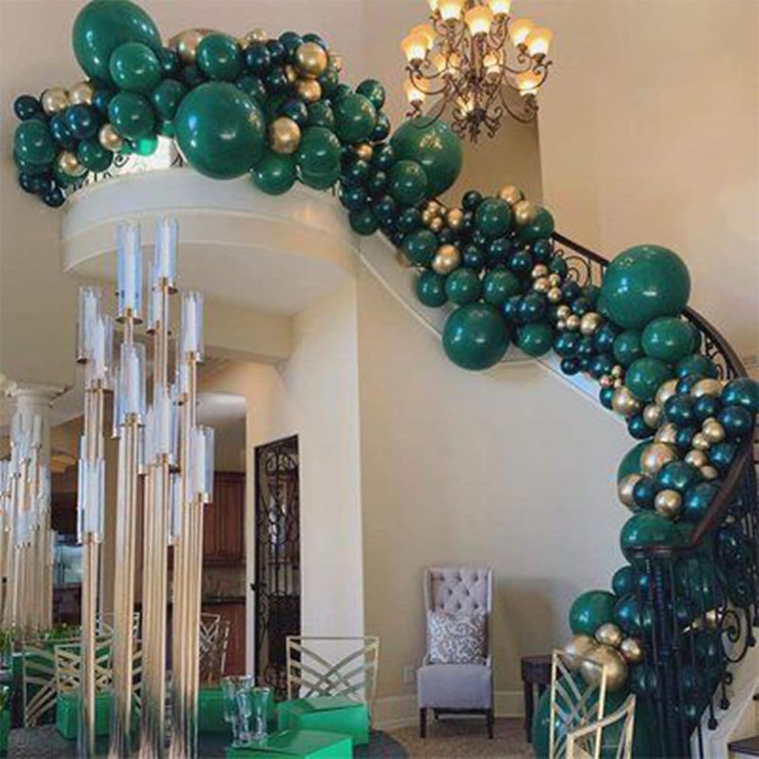 PartyWoo Dark Green Balloons 50pcs 12 Inch Emerald Hunter Forest Green Boho Neutral Balloons for Birthday Baby Shower Graduation Wedding Dinosaur Jungle Football Baseball Party Decorations Green-F14