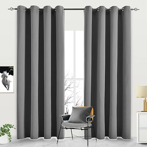 Miniatura 10 de Cortinas Opacas para Dormitorio con Aislamiento Térmico de Ojales Sólidos para Ventana Extra Anchas para Puerta Corredera, Juego de 2 Paneles de