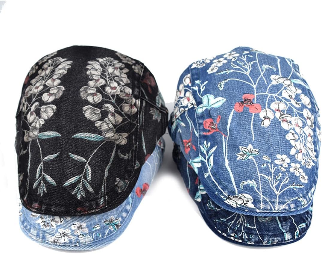 Women's Men's Fishing Hat Newsboy Cap Gatsby Ivy Flat Cap Beret Hunting Driving Hat Floral Printed Golf Cap - Image 2
