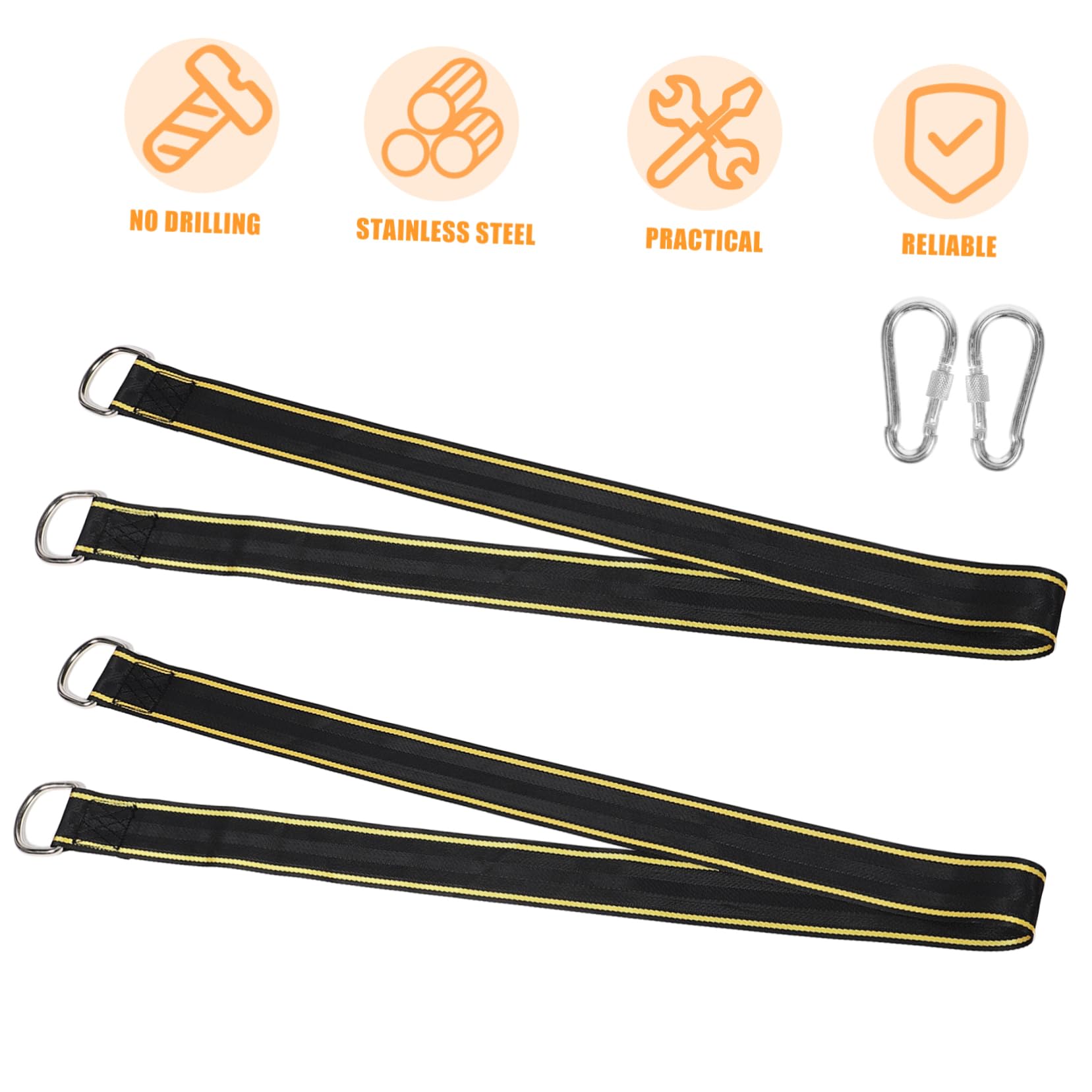 Mikikit 1 Set of Hammock Straps Extra Long Swing Hanging Strap for Trees Outdoor Rope Swing Fixer