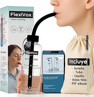 FlexiVox®, treinamento para a voz | Kit utilizado em logoterapia e terapia da voz com talco asséptico + Frasco graduado + Escova + Bolsa + eBook digital + Tampão regulador (Preto espacial)