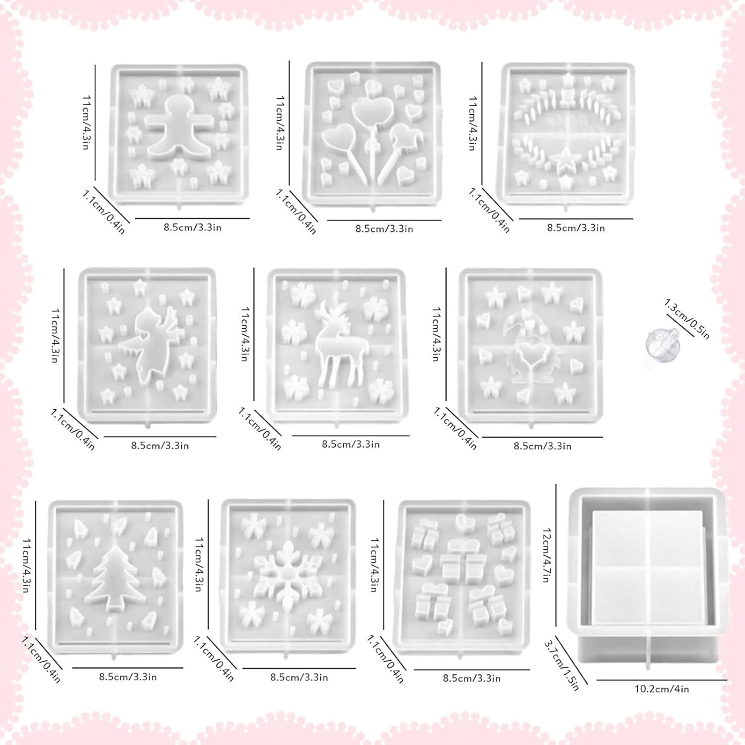 樹脂用シリコンモールド - クリスマスボックス 石膏樹脂モールドトレイ | ホームデコレーション 粘土 フォンダン 石鹸 ワックス