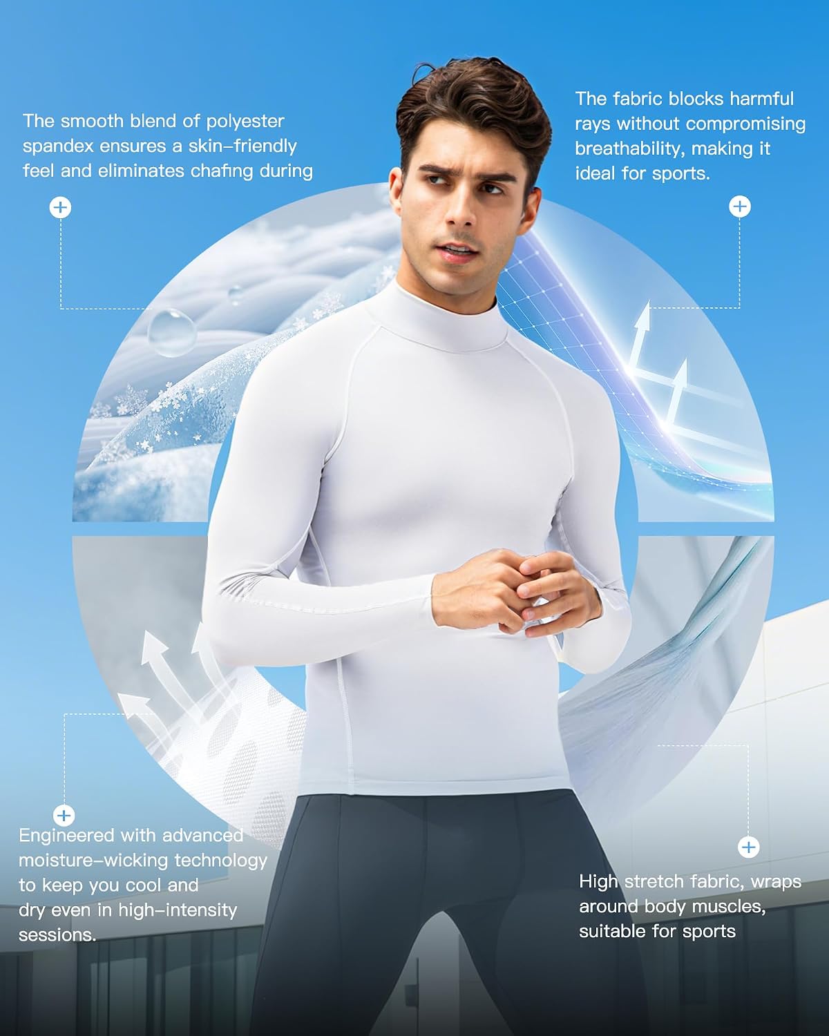Compression Shirt Men Long Sleeve Quick Dry Workout Base Layer
