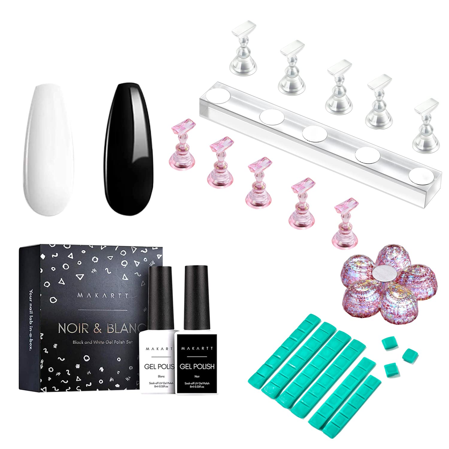 Makartt Gel Polish Black White Nail Polish Gel Set and