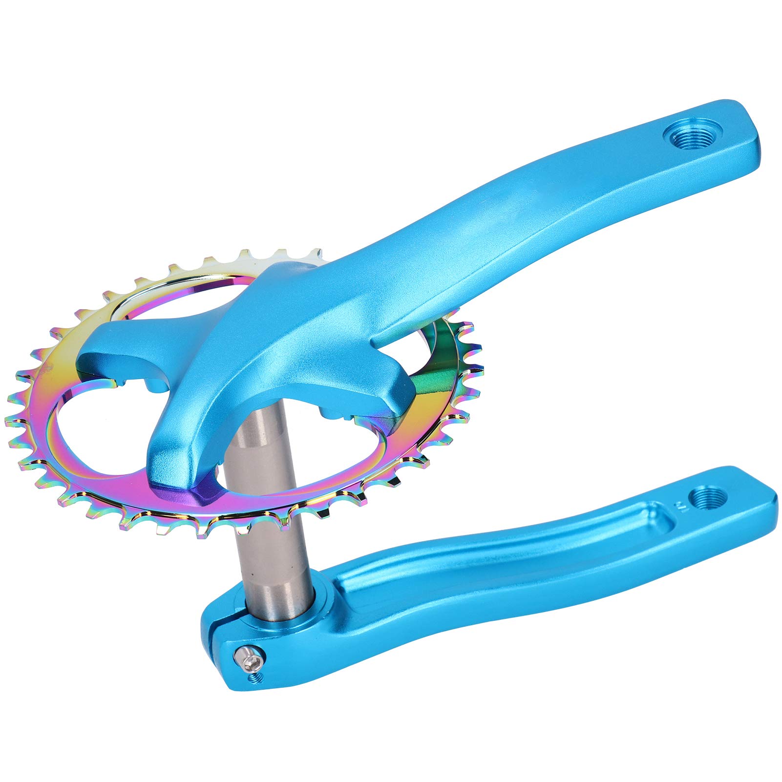 VGEBY Guarnitura Single Speed 38T, Pedivelle in Lega di Alluminio Guarnitura per Bici con Staffa Inferiore Accessorio per Ruota di Catena(Blu) Pezzi di Ricambio per Biciclette