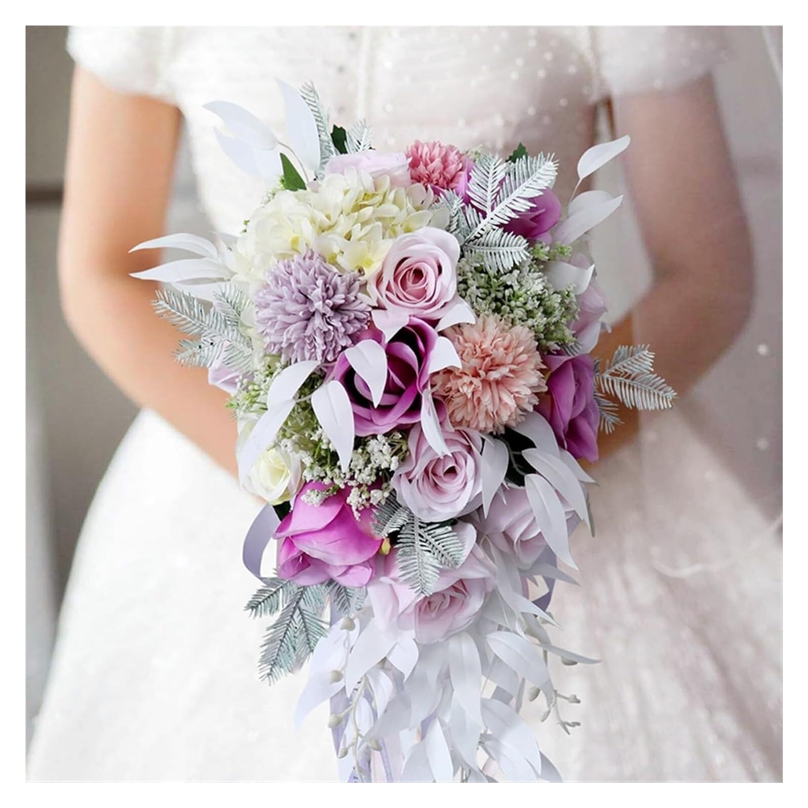 Bouquet de mariée KanDuo fleurs artificielles en cascade pour immortaliser votre anniversaire