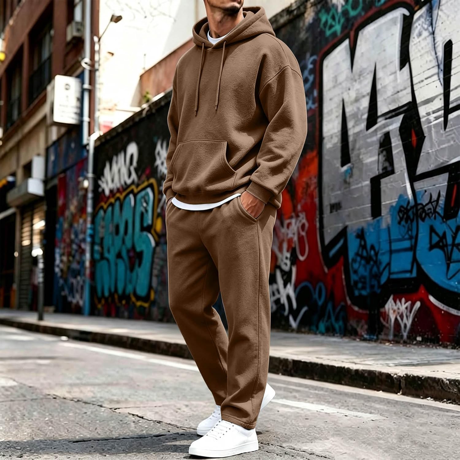 Men's Pullover Hoodie Set Loose Fit Jogger Pants Tracksuit