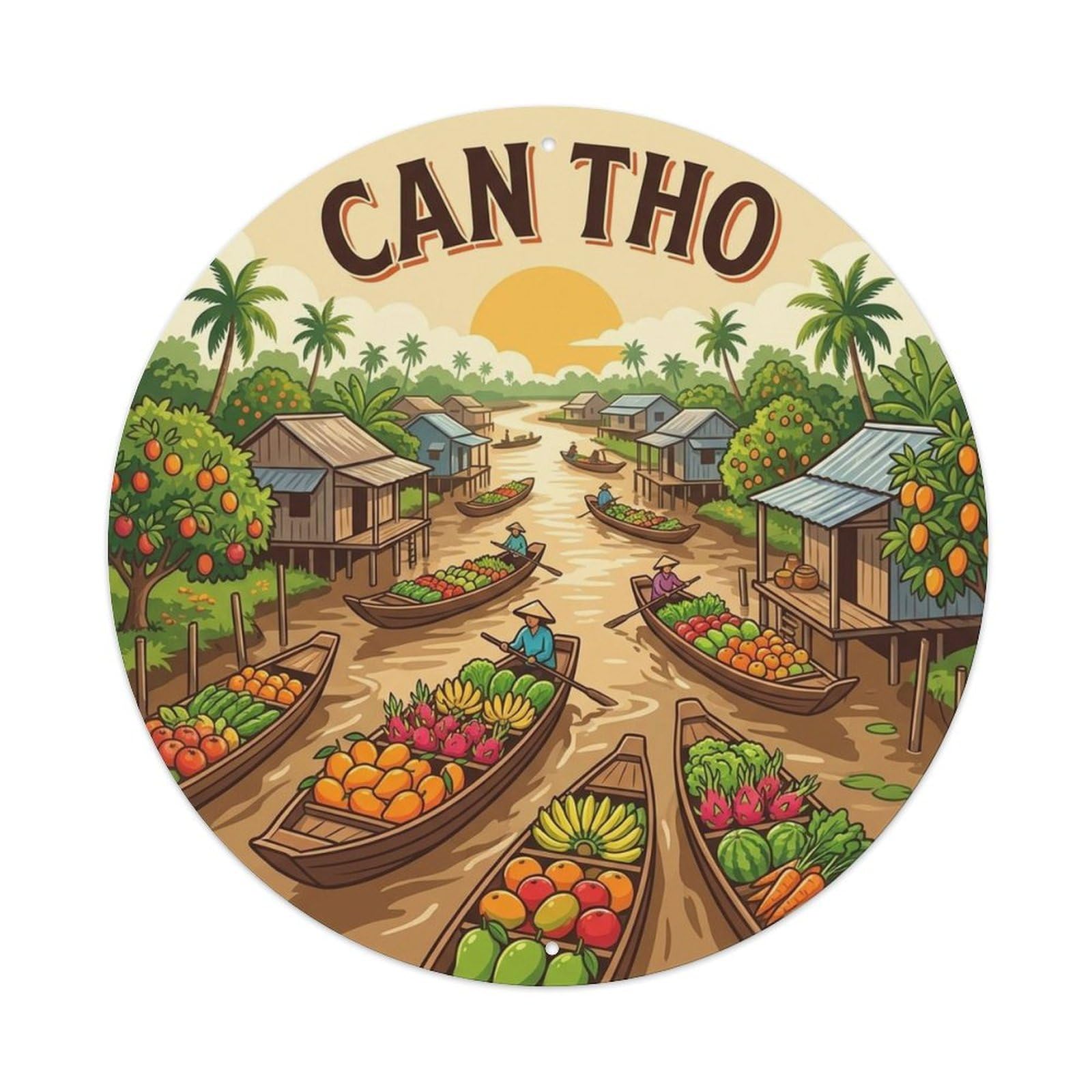 Can Tho Vietnam Retro Travel Destination Landmark Metal Tin Sign