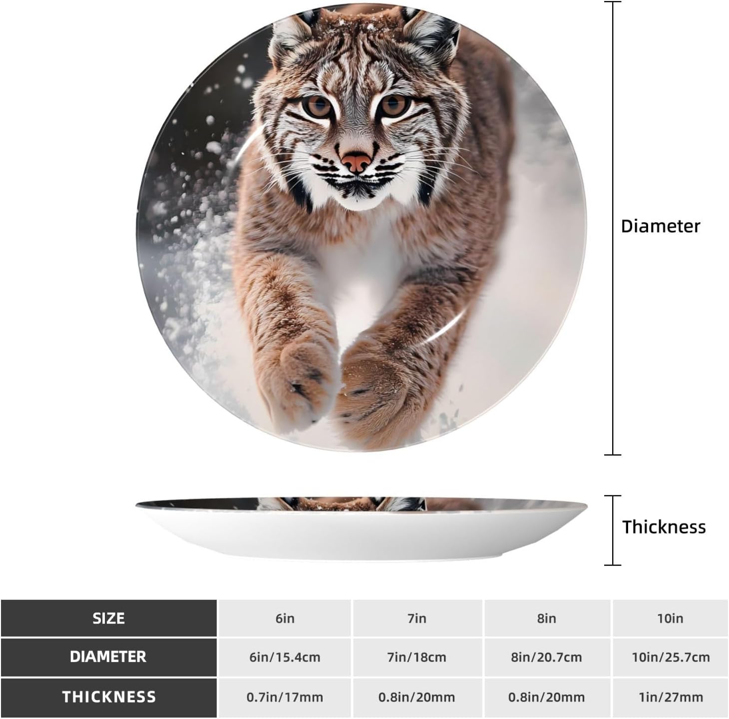 Wild Bobcat Style Ceramic Plate Display Home Display With Stand Wall Hanging Plate For Home Decor 10 Inch