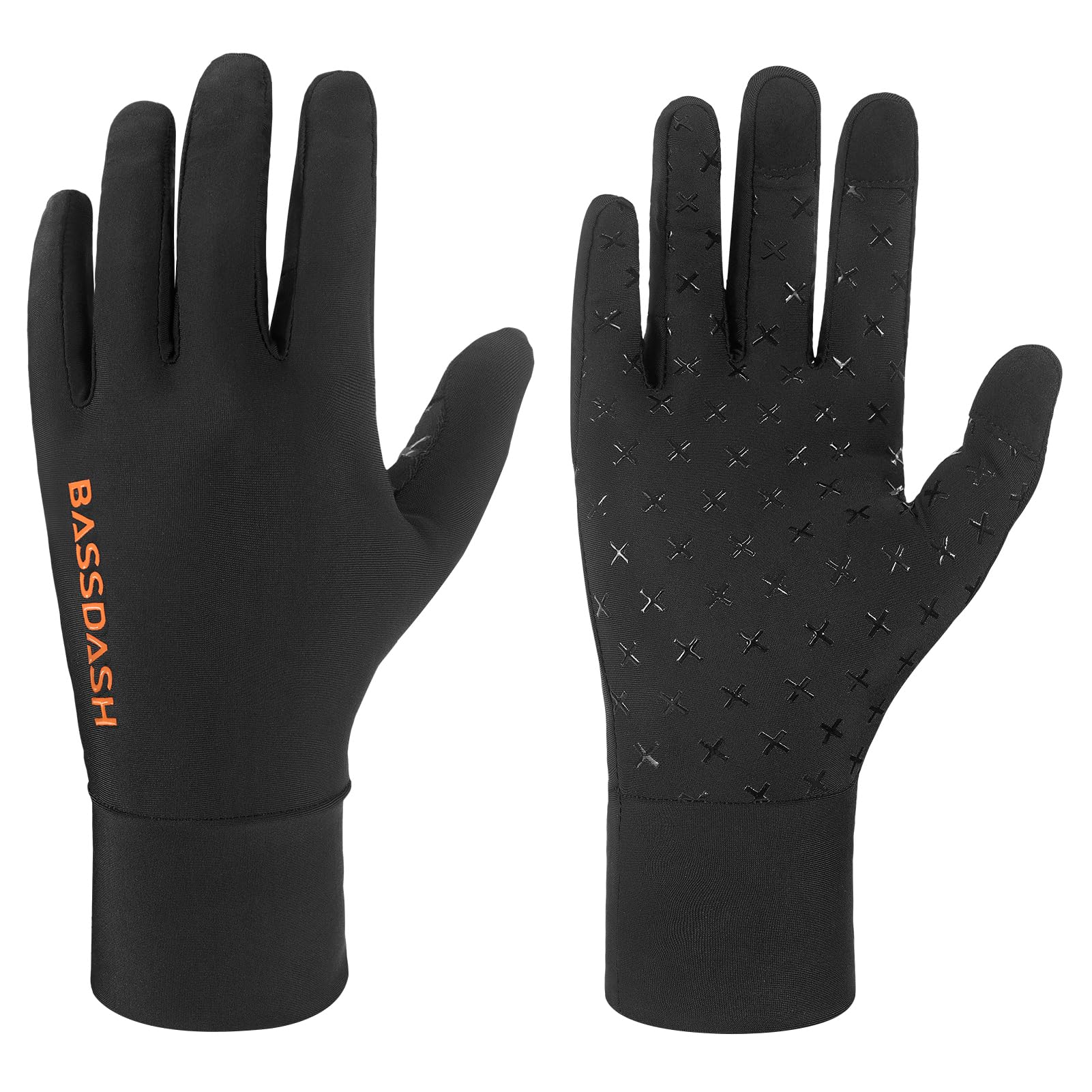 BASSDASH Guantes de caza de camuflaje para hombre, UPF 50+, ligeros, para pantalla táctil, para clima cálido, pesca, senderismo, actividades al aire libre HG01M (negro, L)