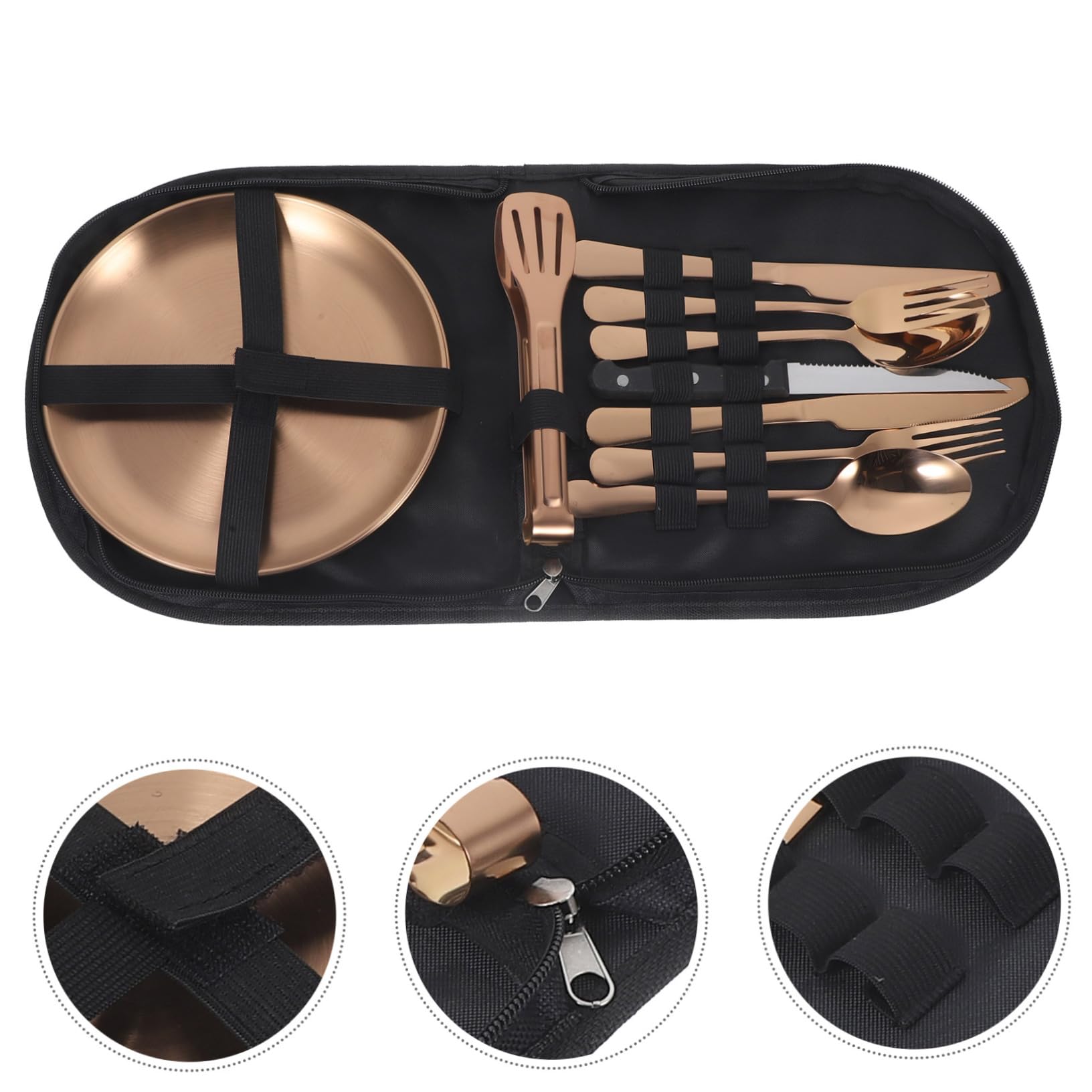 Luxshiny 1 Juego Cubiertos Inoxidable para Camping Utensilios de Cocina Portátiles con Estuche Juego para