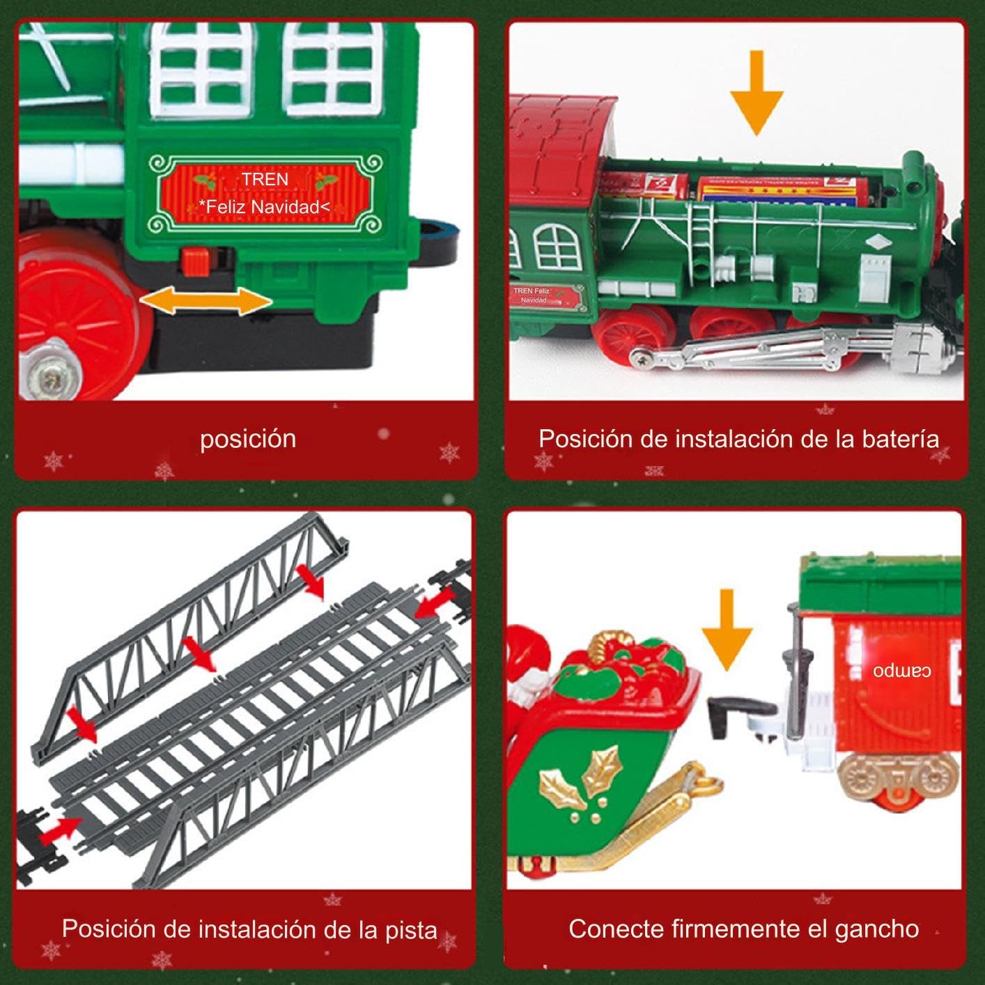 Tren Eléctrico de Navidad Juguete Modelo para Colocar Debajo del Árbol De