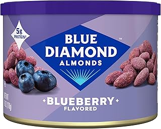 Blue Diamond Almonds, Classic Blueberry Flavored Sweet Snack Nuts, Non-GMO, Kosher, and No Gluten Ingredients or Artificial Flavors, Great size for On-the-go, Lunch, Adults and Kids, 6oz Can
