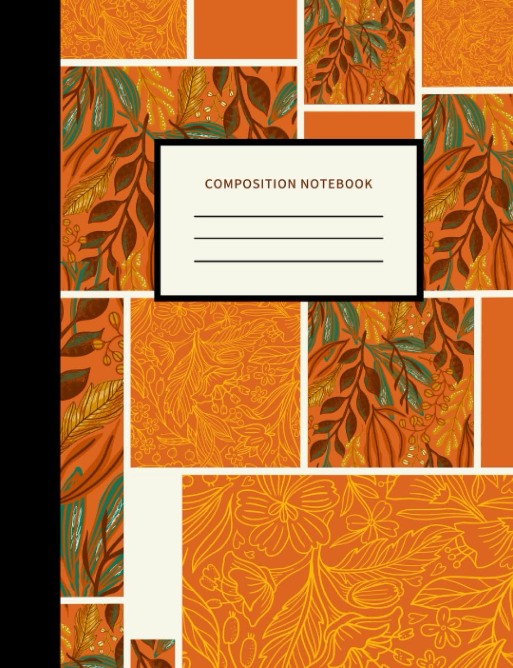 Composition Notebook: Orange Floral Notebook, 7.5" x 9.75" 120 Lined Pages