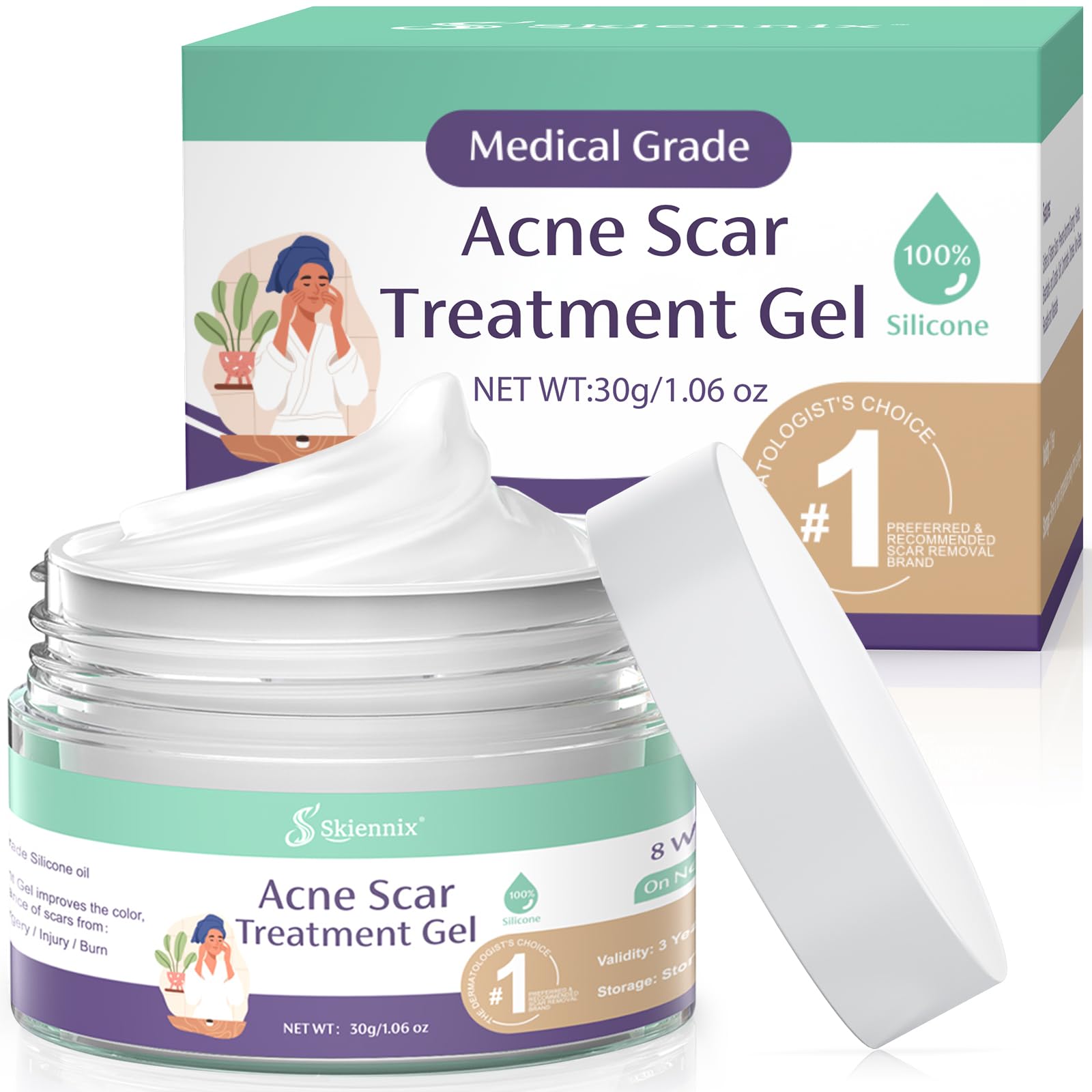 Acne Scar Treatment for Face, Advanced Scar Gel, Treats Old and New Scars, Reduces The Appearance of Scars for Face Acne, Surgical, Injury (30g/1.06oz)