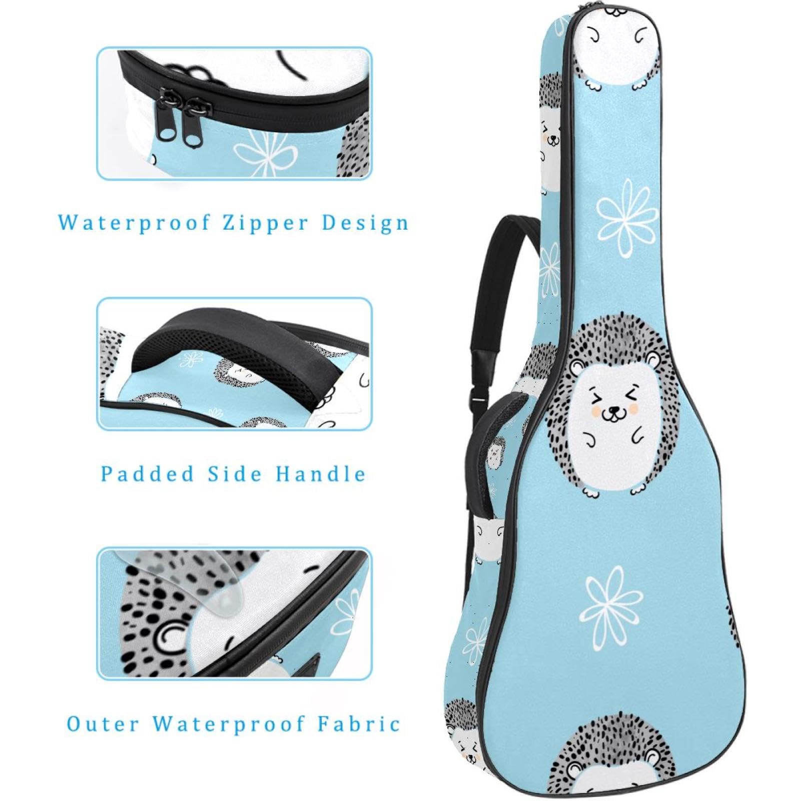 Torba na gitarę akustyczną wodoodporny plecak na gitarę grubo miękko wyściełany jeż klasyczna obudowa na gitarę, wielobarwny, 42.9x16.9x4.7 in, Organizer do torby