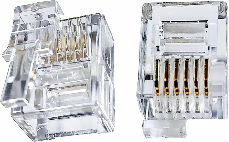 RJ12 DEC 6P6C Modular Plugs with Left Latch Offset Tab (12 Pack, RJ12 DEC)