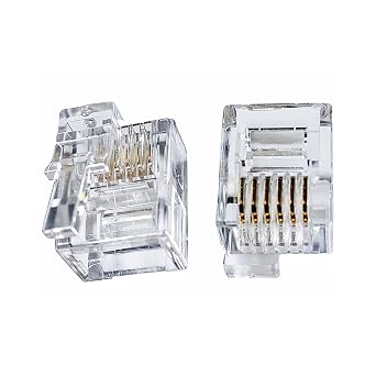 RJ12 DEC 6P6C Modular Plugs with Left Latch Offset Tab 12 Pack, RJ12 DEC