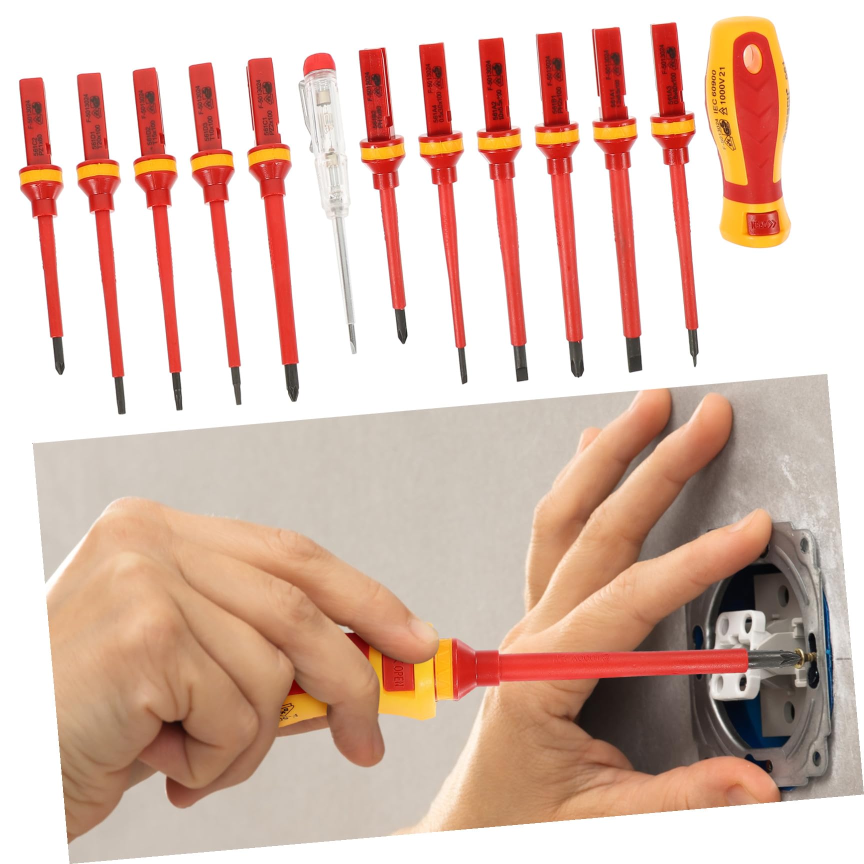 Zerodeko Set 13 Pezzi Cacciaviti Isolati per Elettricista Punte Magnetiche in Acciaio Vanadio e Custodia, Punta Torx Pozidriv Taglio Magnetico per Viti