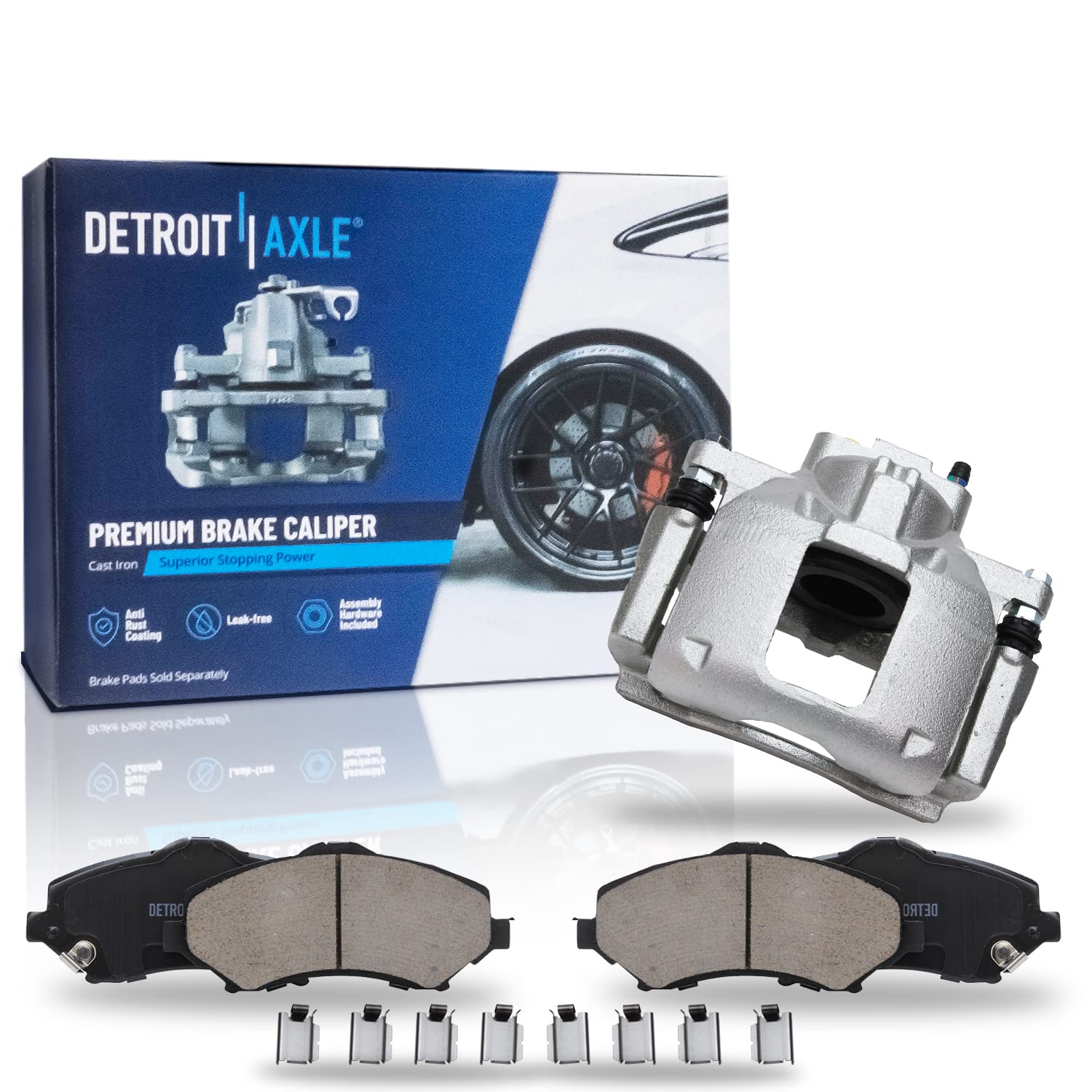 Detroit Axle - Front Driver Side Disc Brake Caliper Ceramic Brake Pads