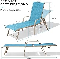 Vista 3 de Crestlive Products Silla de Tumbona de Exterior con Respaldo, Juego de Sillas de Piscina de 2, Tumbona de Bronceado Ajustable de Aluminio con 5