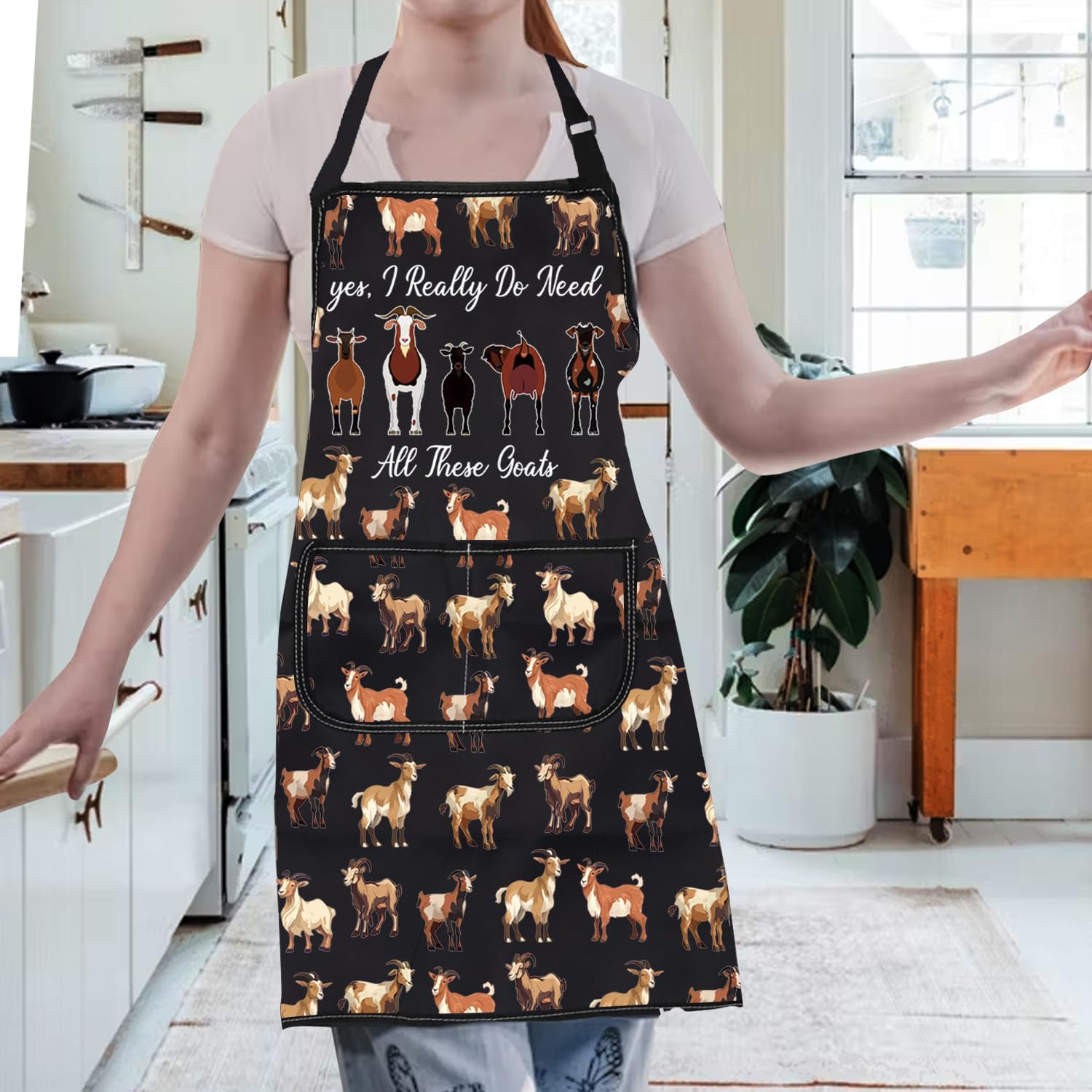 Gzrlyf Yes I Really Do Need All These Goats Kitchen Apron Goat Cooking Apron for Goat Lovers
