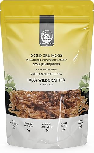 Sea Moss Raw Orgánico Hace 160 onzas de gel 100% artesanal salvaje Súper alimento rico en minerales sin OMG secado al sol para energía Refuerzo