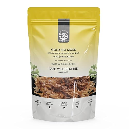 Sea Moss Raw Orgánico Hace 160 onzas de gel 100% artesanal salvaje Súper alimento rico en minerales sin OMG secado al sol para energía Refuerzo