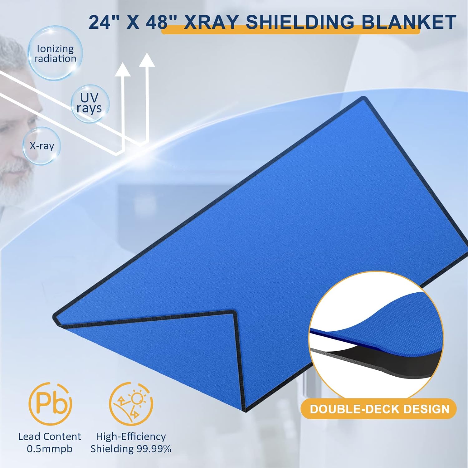 0.5mmpb Xray Lead Blanket Size 24"*48"- X-Ray Shielding Blanket - Lead Lined XRay Protection Blanket Shield Blue Color