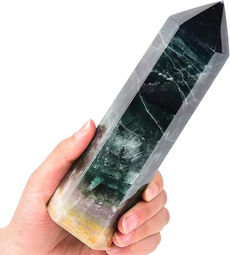 AMOYSTONE Torres de obelisco de cristal curativo grande, varita de punto de fluorita verde y morado, decoraciĂłn del hogar, curaciĂłn de reiki, AMOYSTONE Torres de obelisco de cristal curativo grande, varita de punto de fluorita verde y morado, decoraciĂłn del hogar, curaciĂłn de reiki,