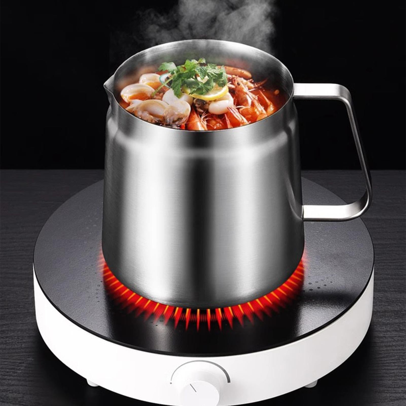Deep Fryer Pot, Stainless Steel Large Capacity Bacon Frying Container