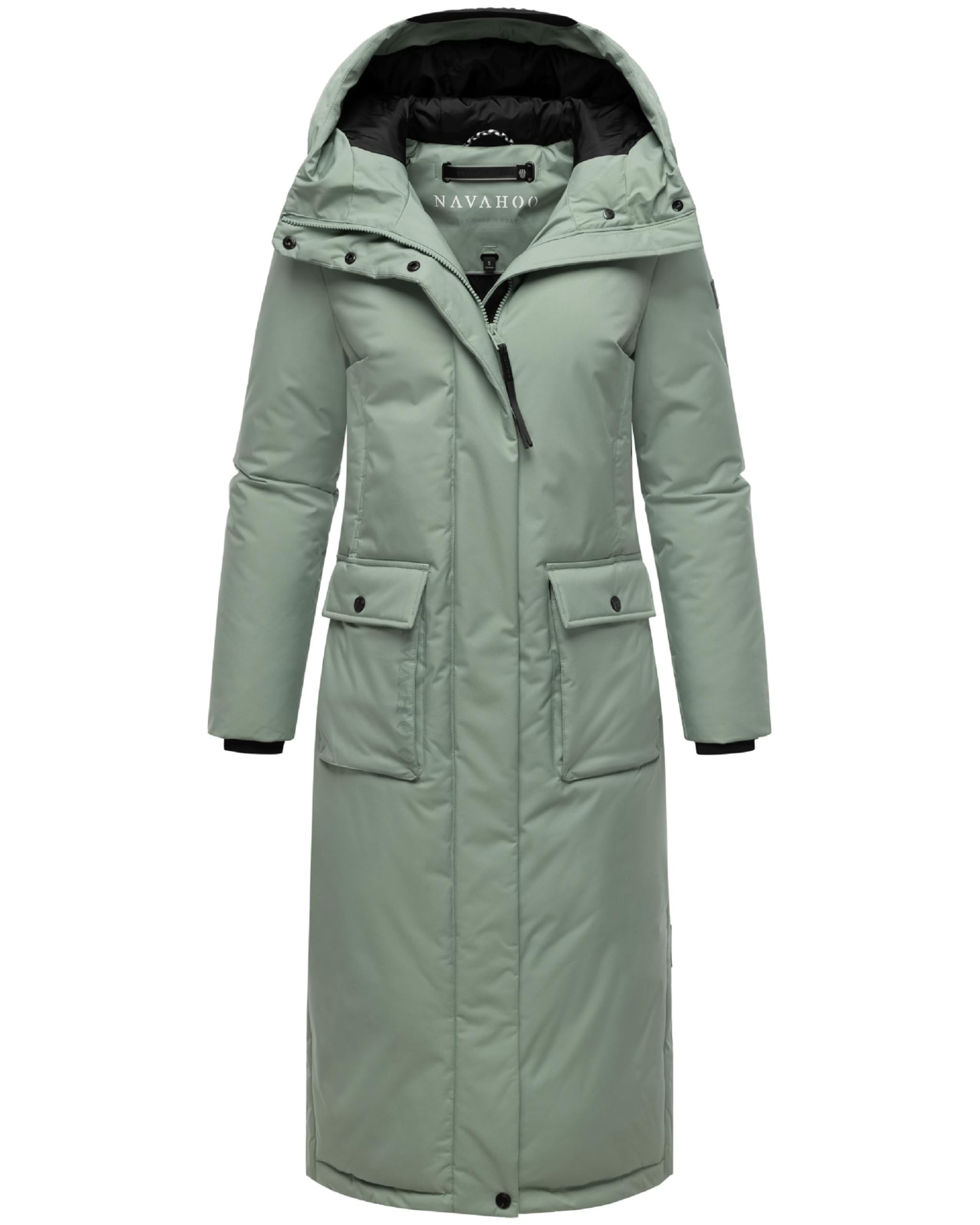 Navahoo Women's Smokey Mint Winter Coat, Warm Extra-Long Coat With Hood, Wolkenfrost Xiv, Xs-Xxl, S