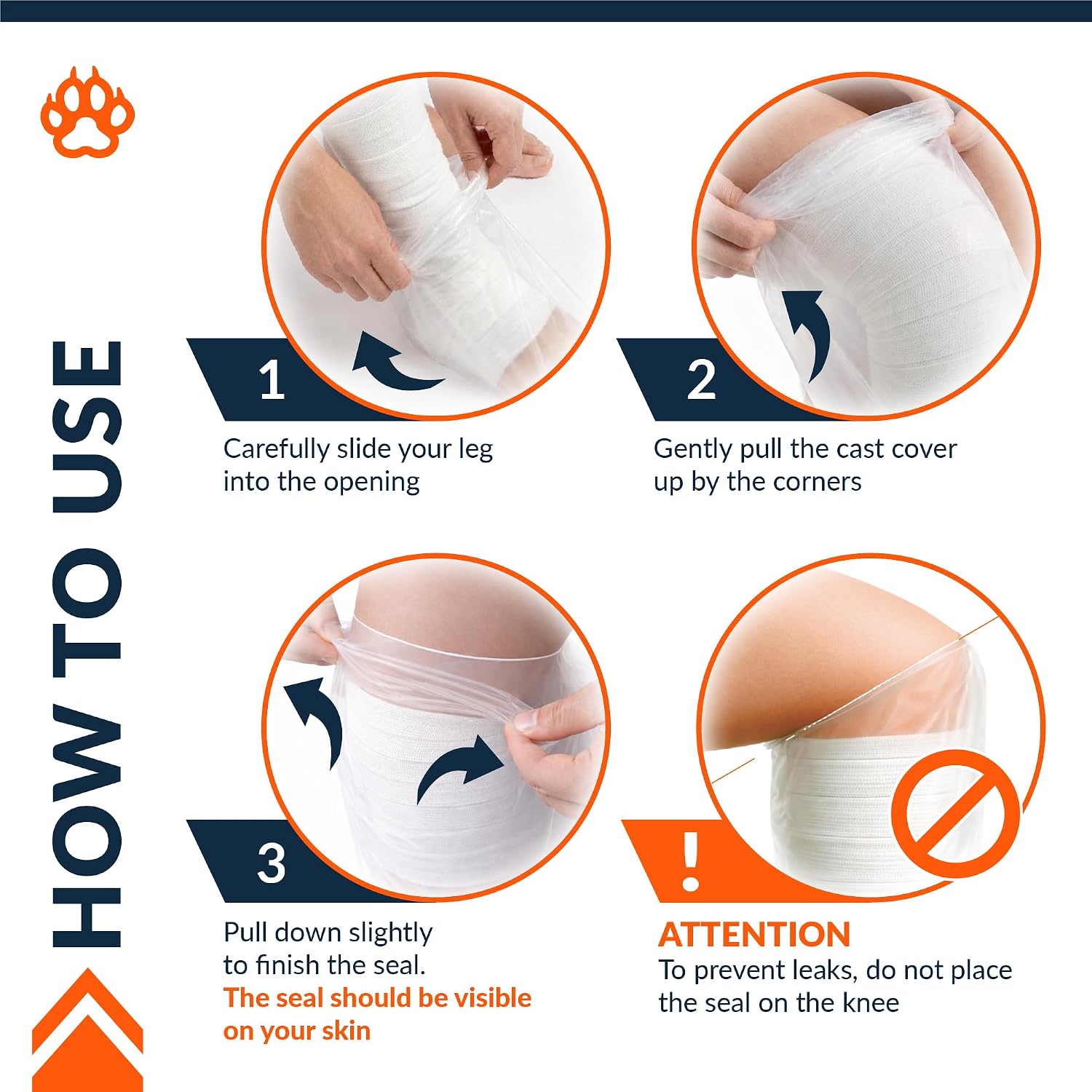 Fixic Cast Covers for Shower Leg 2 PCS - 100% Waterproof Cast Cover Bags for Showering - 28" Reusable Cast Protector for Shower Leg Adult - Plastic Seal Tight Foot Sleeve for Bandage & Wound!
