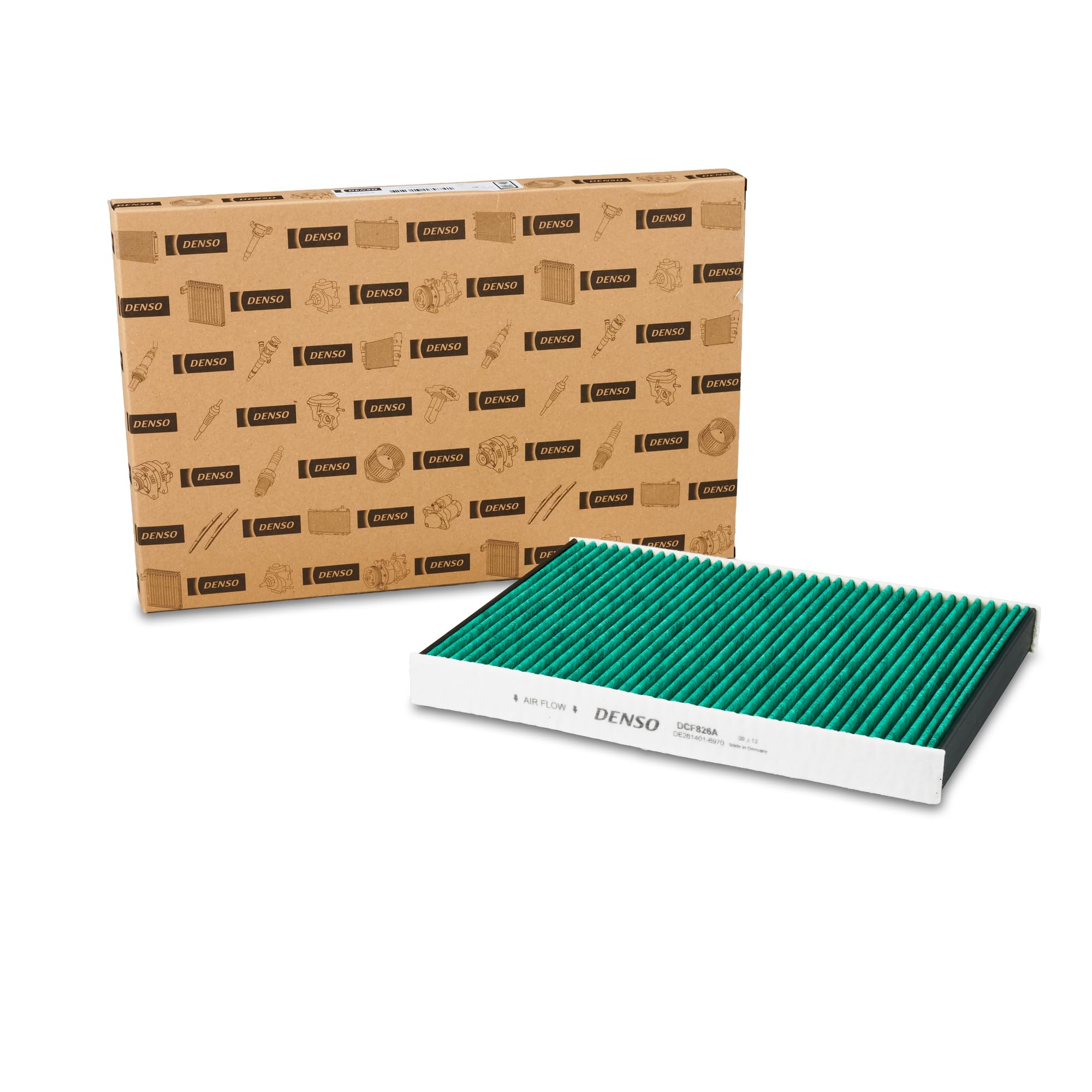 Filtro de habitáculo DENSO ClearAir+ (Referencia DCF826A) Filtración de 5 capas con protección antibacteriana, elimina hasta el 99% de bacterias y virus