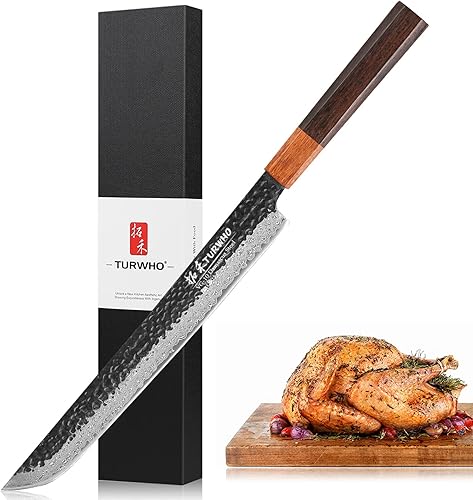 TURWHO Cuchillo japonés para rebanar forjado a mano 67 capas de acero de Damasco cuchillos de chef de cocina cuchillo sashimi