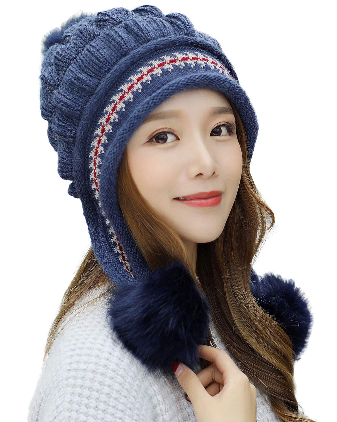 Crochet Hat With Pom Poms EMBROIDERY & ORIGAMI