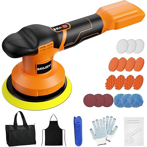 Cordless Buffer Polisher Kit for DEWALT 20V LI-ION Battery.6-Inch Orbital Buffer Polisher with 3 Variable Speed with 25pcs Polishing Accessories, for Car Polishing/Waxing (Tool Only)