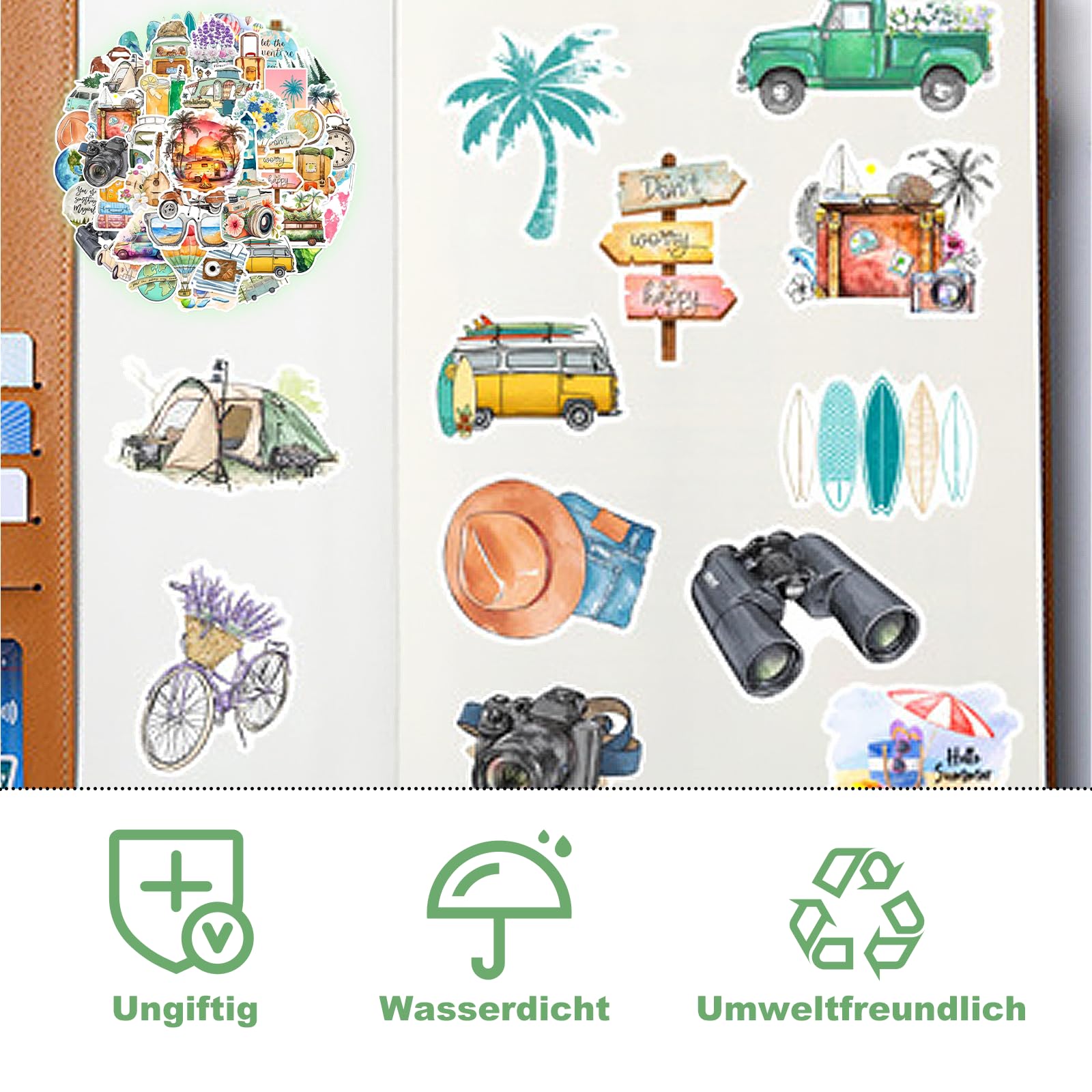50 Stück Wasserfeste Reiseaufkleber Set – Mini-Sticker Für Scrapbooking, Journaling, Wasserflaschen