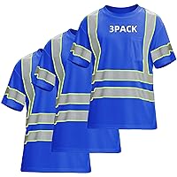 Vista 13 de Camisa de alta visibilidad Hi Vis Clase 3 para hombres, camisas de seguridad con tiras reflectantes y bolsillo, transpirable, malla de trabajo