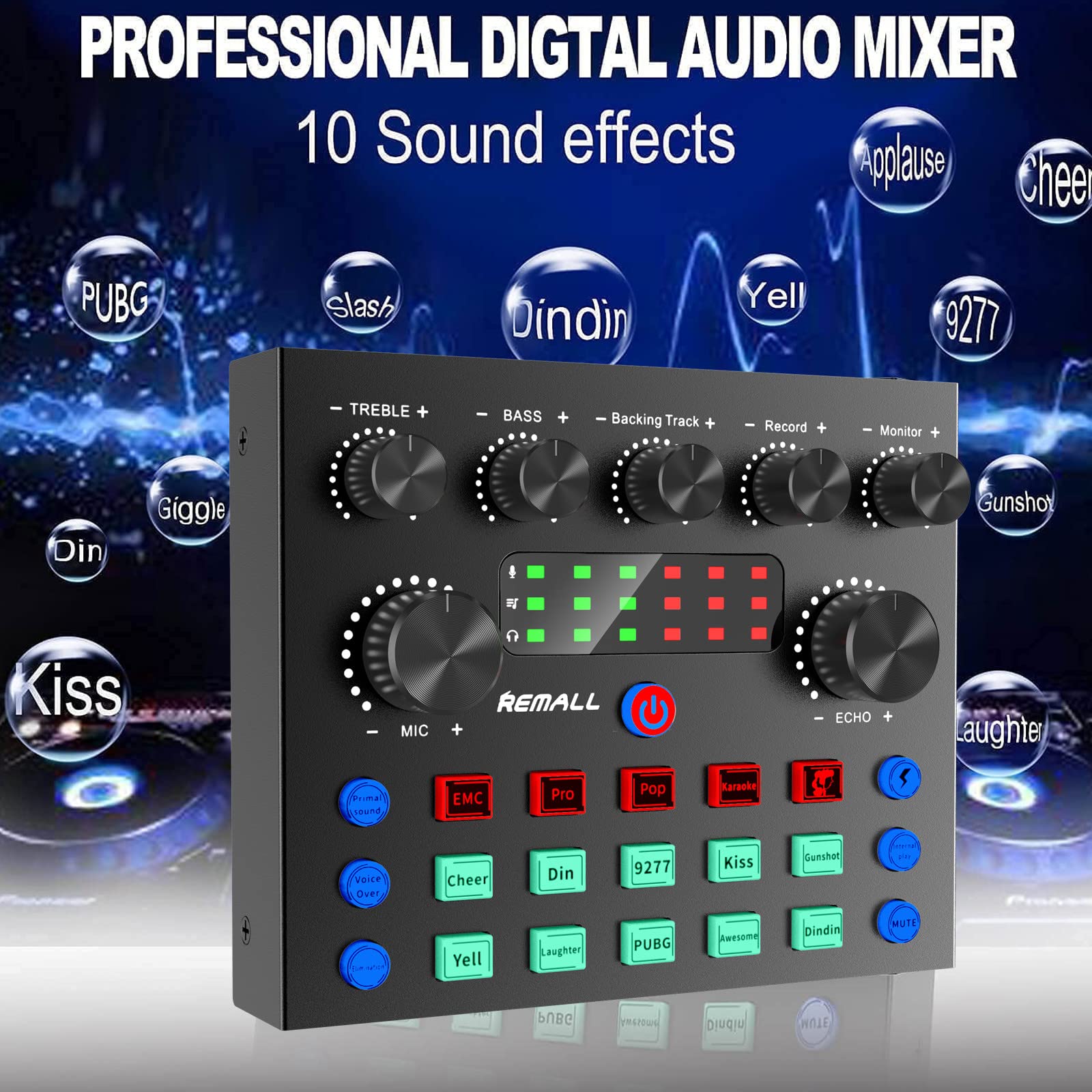 Buy Audio Interface DJ Mixer V8 Live Sound Card for Streaming, Remall