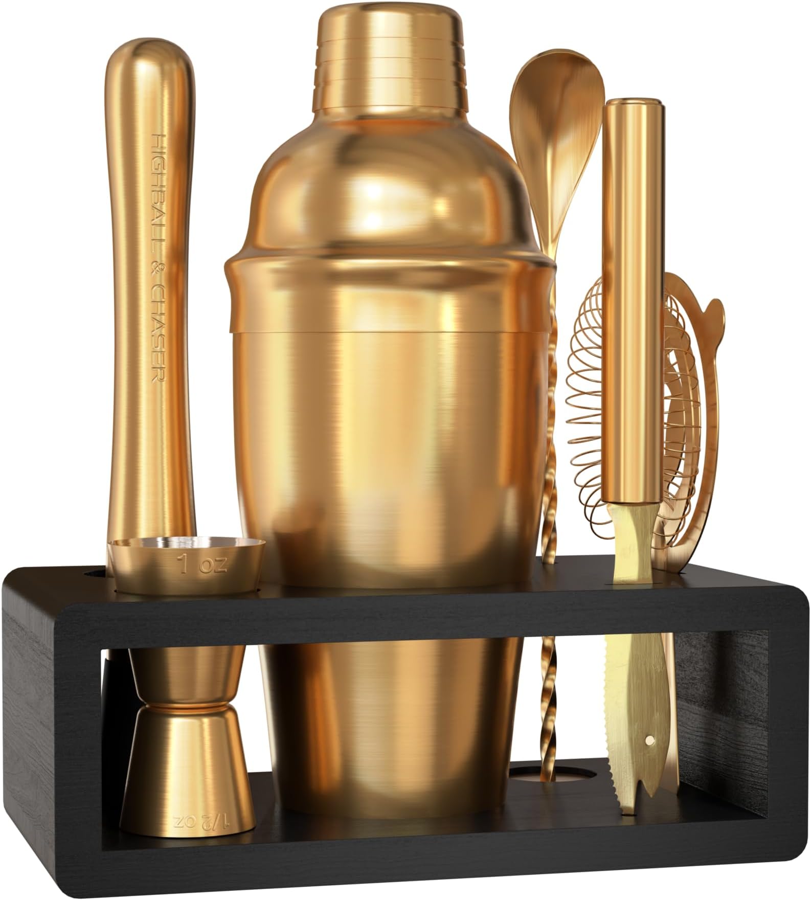 - Highball & Chaser Cocktail Shaker Set: Bartender Kit for Home Bar Mixology Cocktail Bar Set Plus E-Book with 30 Recipes (Antique Gold)