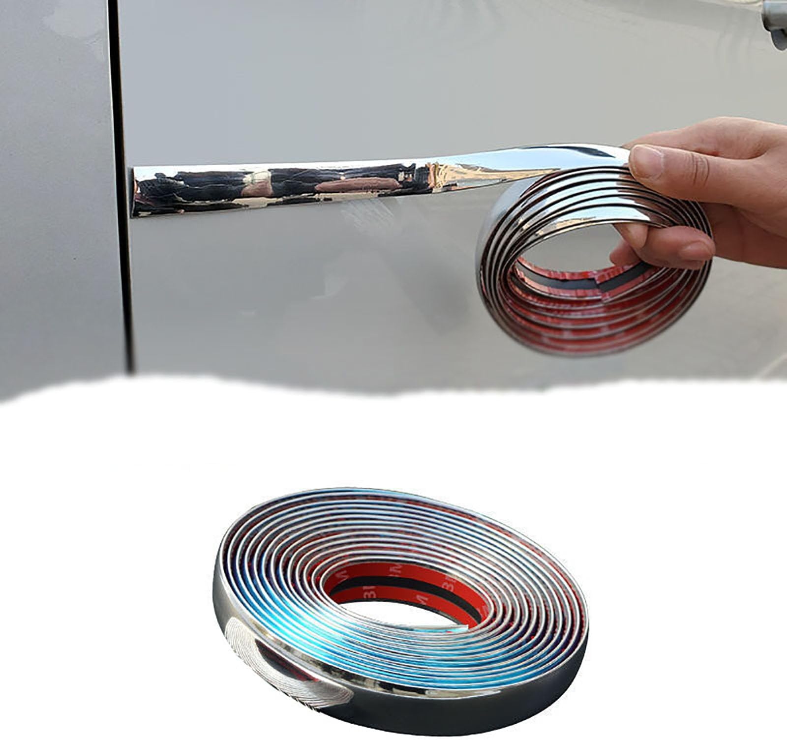 Car Door Body Trim Strips, Front and Rear Bumper Anti-Collision Strips Glossy Chrome Strips For Mazda CX-3 CX-5 CX-7 CX-9 15mm width-5M