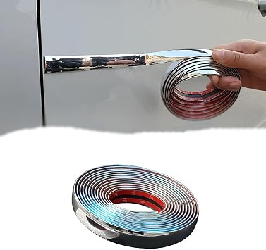 Car door body trim strips, front rear bumper anti-collision strips, chrome bright strips, anti-collision exterior accessories, compatible with Ssangyong Rexton G4 Rexton W, 8mm width-5M