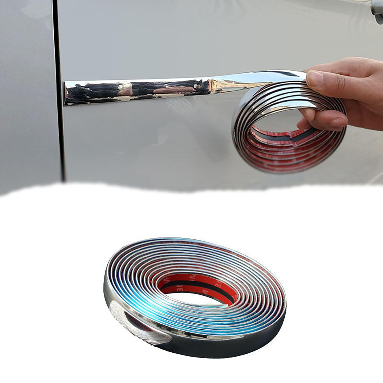 Car door body trim strips, front rear bumper anti-collision strips, chrome bright strips, anti-collision exterior accessories, compatible with Honda legend City Accord, 18mm width-5M