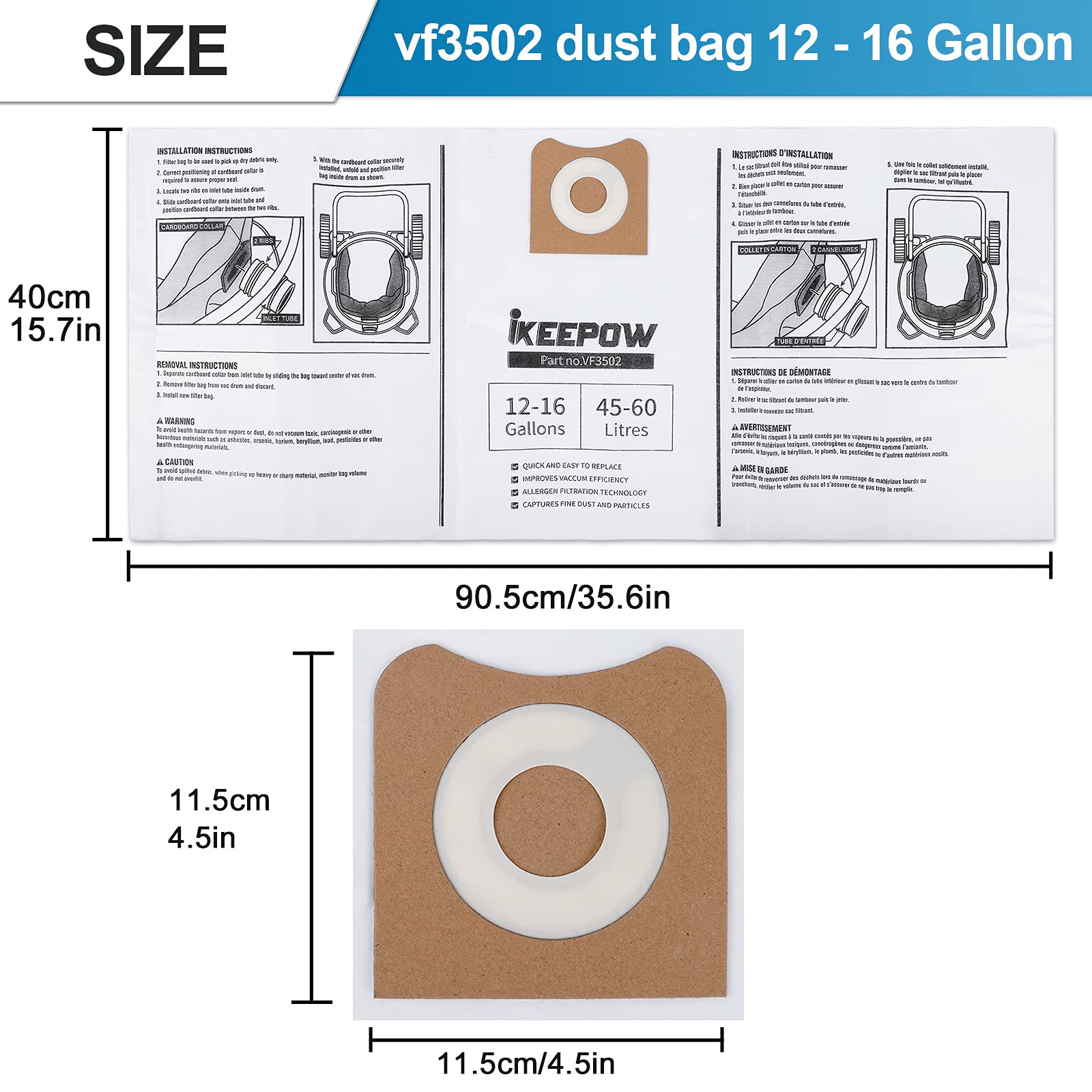 Amazon.com: iKEEPOW VF3502 Shop Vac Bags Compatible with