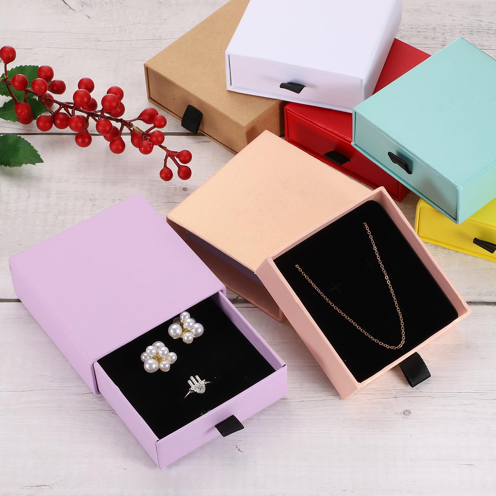 QUARKZMAN 6 Scatole Regalo Gioielli In Cartone, Scatole Gioielli 9 X 9 Cm Con Spugna, Scatole Piccole Gioielli Per Bracciali Orecchini Collane Regalo (Nero)