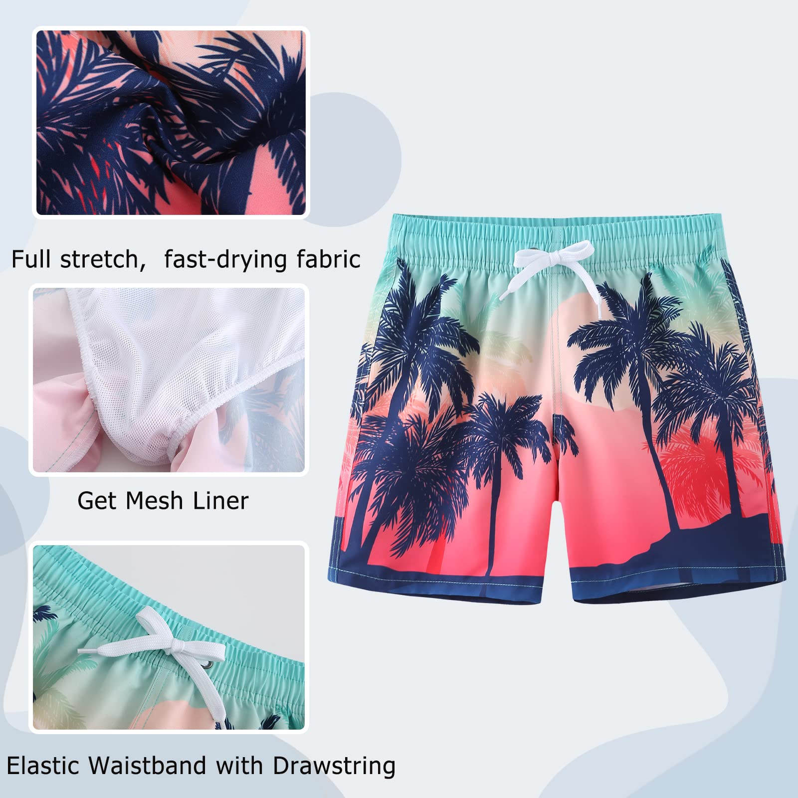 Aisyee Short de Bain Garcon Enfant Short de Plage hawaïen à séchage Rapide Maillot de Bain Garcon 5 16 Ans
