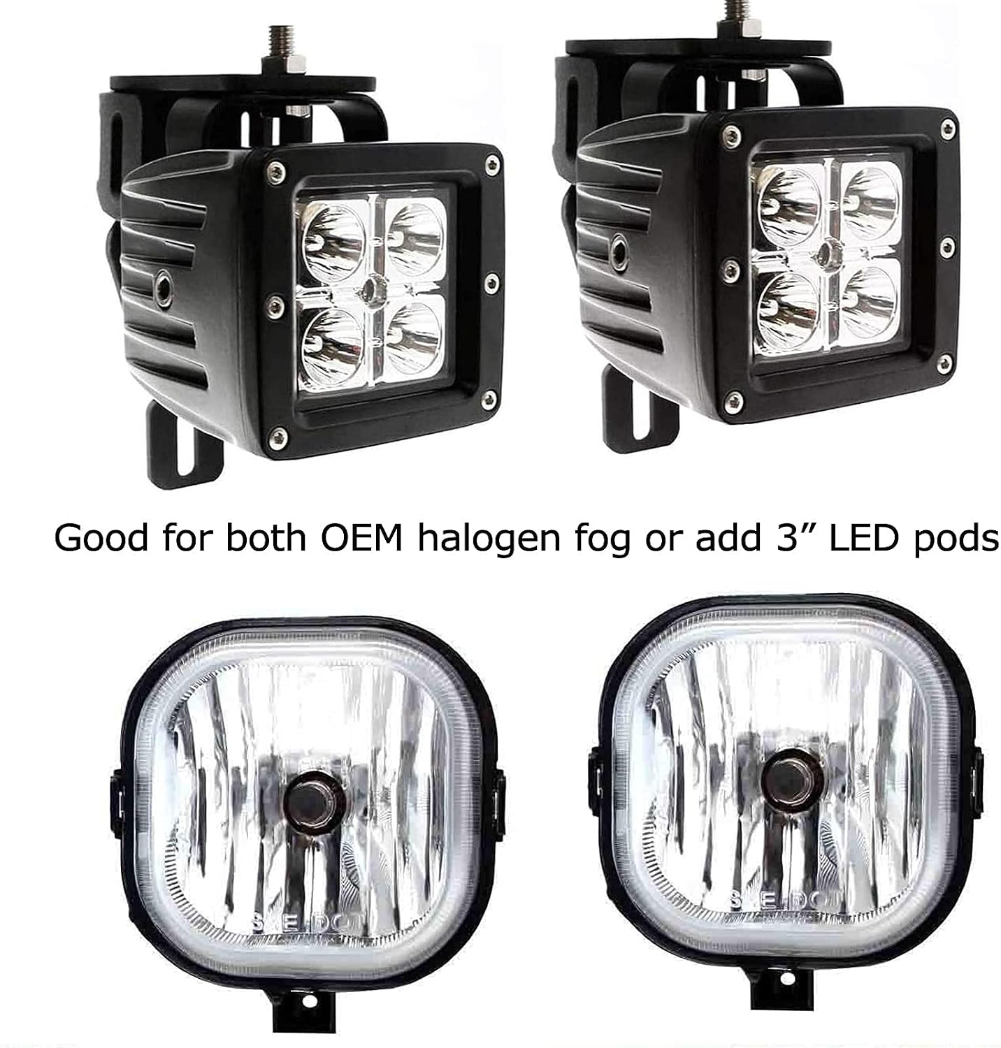 iJDMTOY OE-Spec LH/RH Fog Lamp Mounting Brackets ONLY, Compatible with Ford 1999-2004 F250, 2001-2004 F350 F450 Super Duty & Excursion SUV