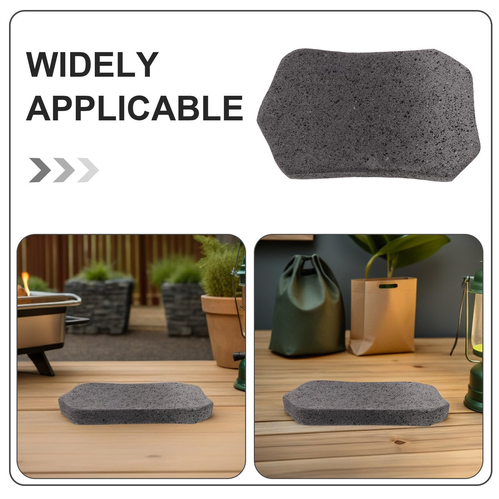 Placa de Piedra de Lava para Asar, Negra, Forma Natural | Distribución Uniforme del Calor, Resistente a Altas Temperaturas, para Pescado y Carne en Casa Aire Libre