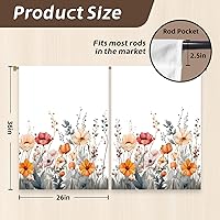 Vista 2 de Kitchen Curtains (2 Pcs) Over Sink Cafe Basement Cortinas para Cocina Farmhouse Short Mini Curtain for Bathroom Window Spring Summer Elegant Country
